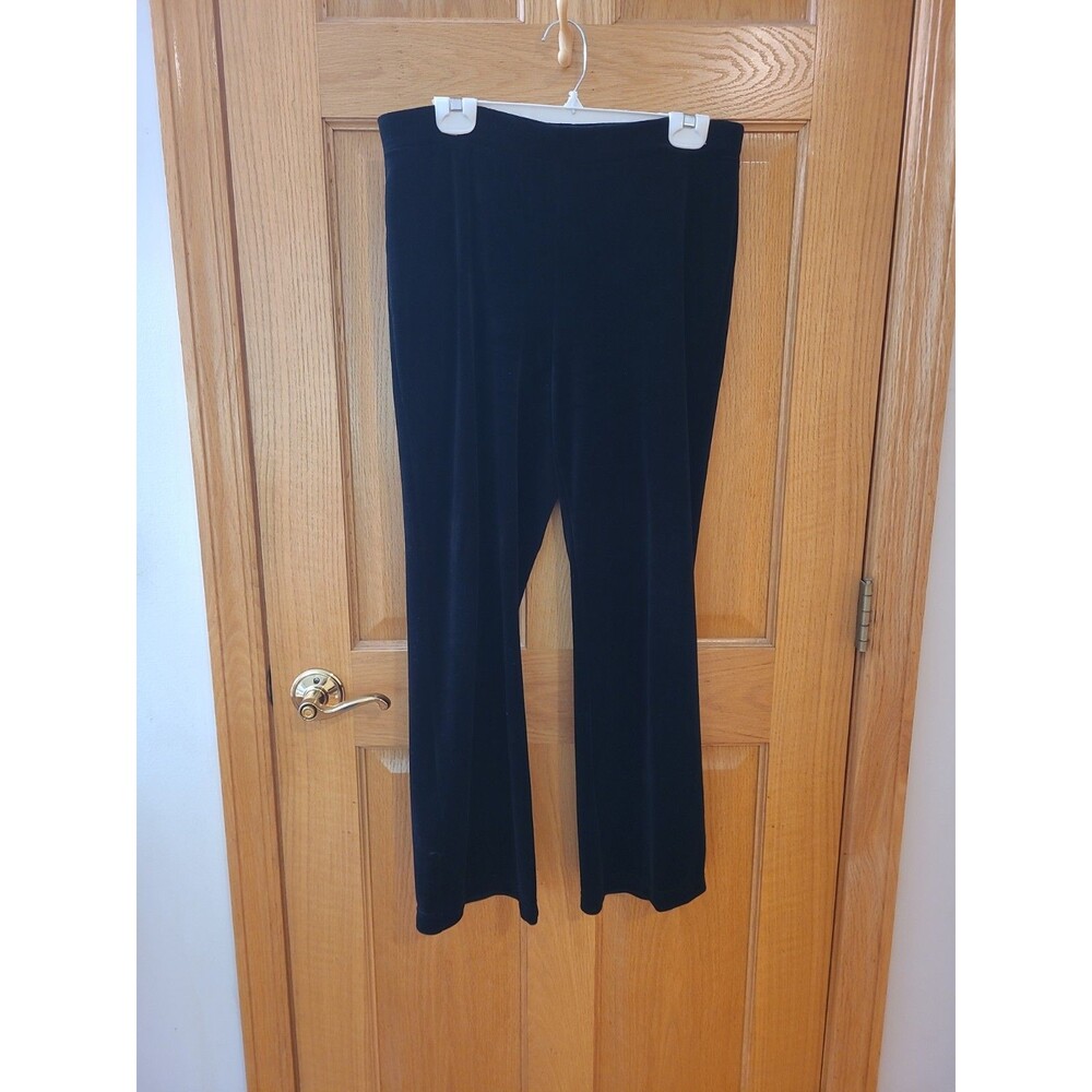 Charter Club Petite Velour Pants Deep Black Pull On Straight Leg P/S